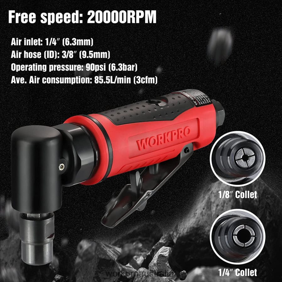 WORKPRO Air Angle Die Grinder 1/4-Inch Pneumatic Right Angle Die Grinder Set D4R0VT180 Tool Morden
