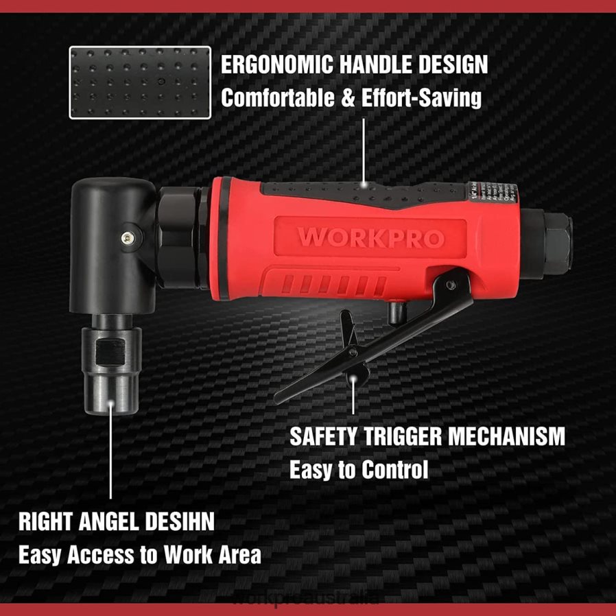 WORKPRO Air Angle Die Grinder 1/4-Inch Pneumatic Right Angle Die Grinder Set D4R0VT180 Tool Morden