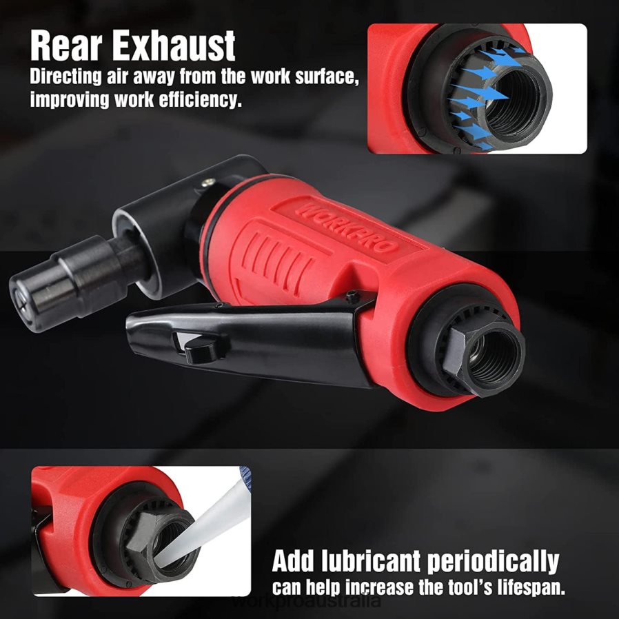 WORKPRO Air Angle Die Grinder 1/4-Inch Pneumatic Right Angle Die Grinder Set D4R0VT180 Tool Morden