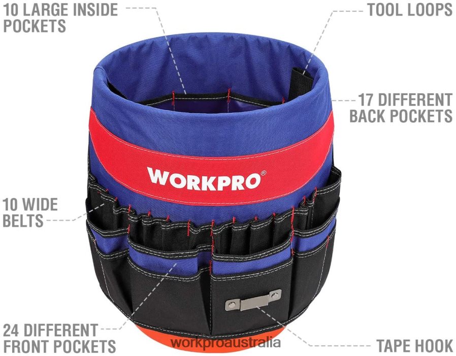 WORKPRO Bucket Tool Organizer with 51 Pockets (Tools Excluded) D4R0VT20 Storage Helpful