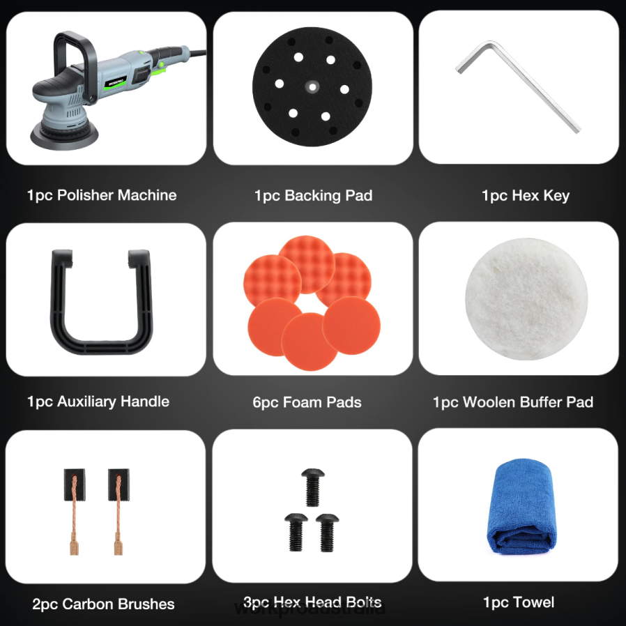 WORKPRO Buffer Polisher 6-inch 1080W Dual Action Random Orbital Polish Kit D4R0VT240 Tool Morden