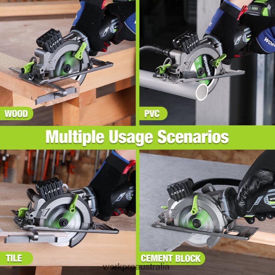 WORKPRO Compact Cordless Mini Circular Saw 20V 40Ah Battery Fast Charger 3 Saw Blades 4500RPM D4R0VT186 Tool Helpful