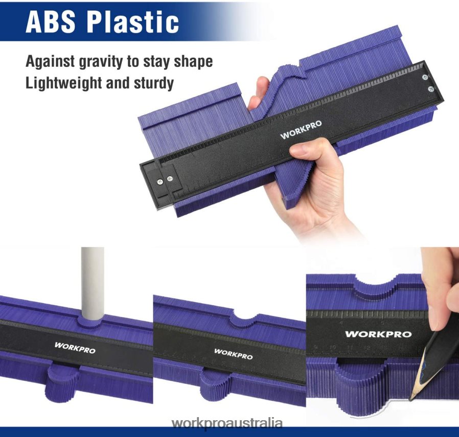 WORKPRO Contour Gauge and 6-Sided Angle Measuring Tool Combo Kit D4R0VT107 Tool New