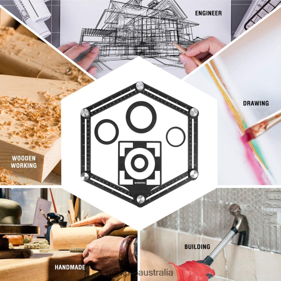 WORKPRO Contour Gauge and 6-Sided Angle Measuring Tool Combo Kit D4R0VT107 Tool New