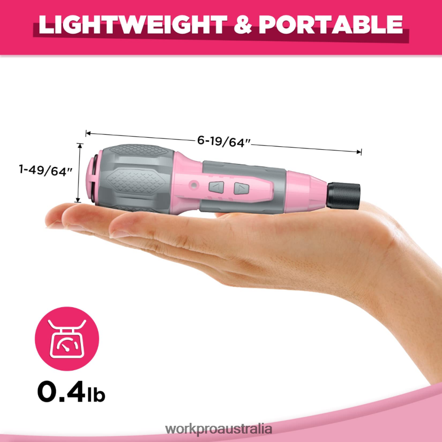 WORKPRO Cordless 4V USB Rechargeable Lithium-ion Battery Screwdriver Kit D4R0VT236 Tool Pink/White