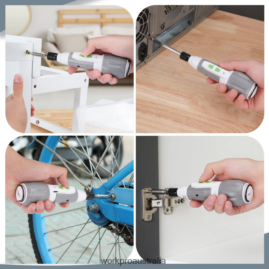 WORKPRO Cordless 4V USB Rechargeable Lithium-ion Battery Screwdriver Kit D4R0VT236 Tool Pink/White