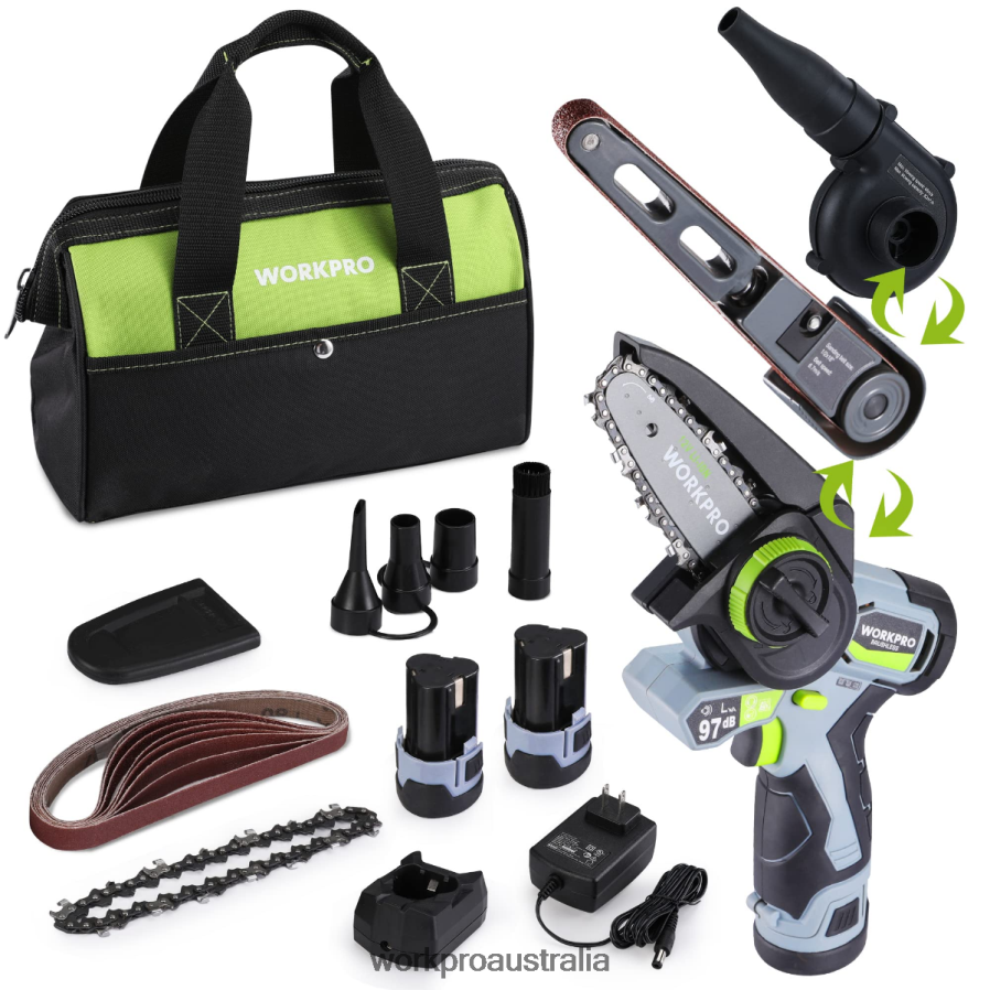 WORKPRO Cordless Detail Belt Sander Mini Chain Saw Electric Blower 3-in-1 Power Tool Combo Kit D4R0VT296 Tool Morden