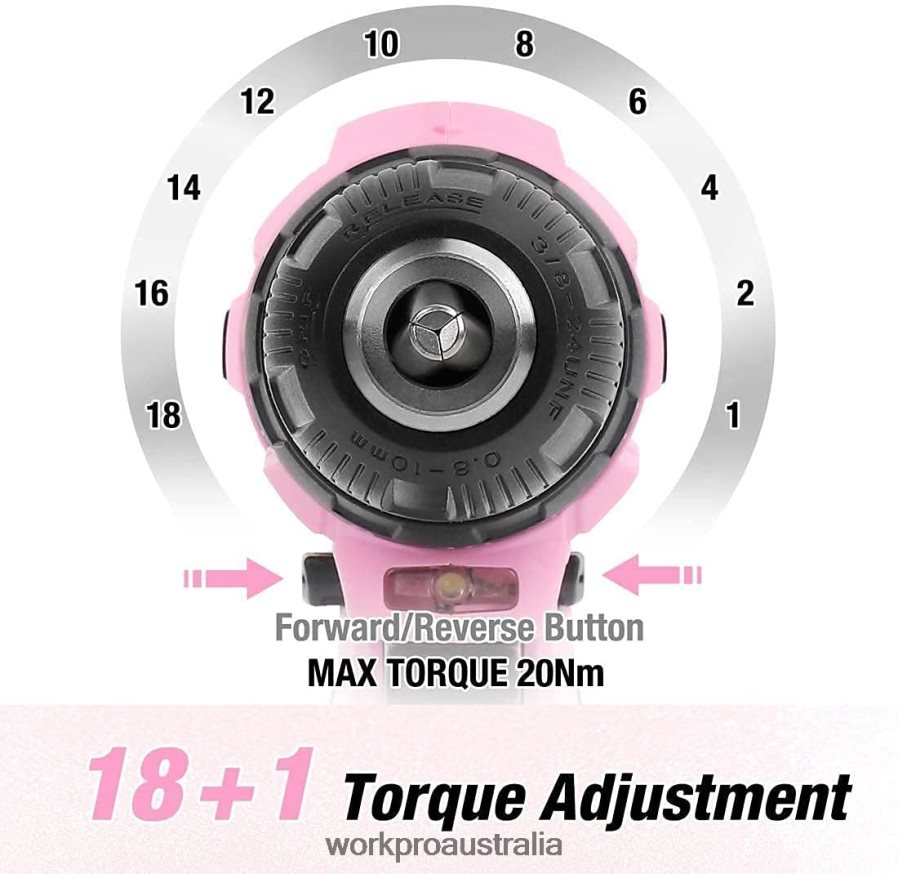WORKPRO Cordless Drill Driver Set 12V Electric Screwdriver Driver Tool Kit for Women D4R0VT263 Tool Pink