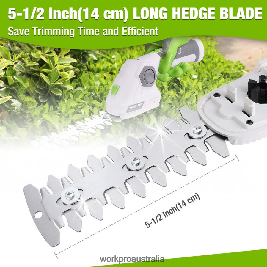 WORKPRO Cordless Grass Shear  Shrubbery Trimmer 2 in 1 Handheld Hedge Trimmer 72V Electric Grass Trimmer Hedge Shears D4R0VT297 Tool Green/White