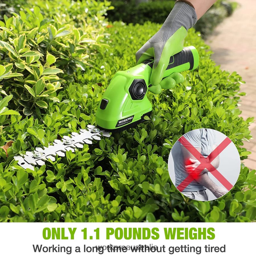 WORKPRO Cordless Grass Shear  Shrubbery Trimmer 2 in 1 Handheld Hedge Trimmer 72V Electric Grass Trimmer Hedge Shears D4R0VT297 Tool Green/White