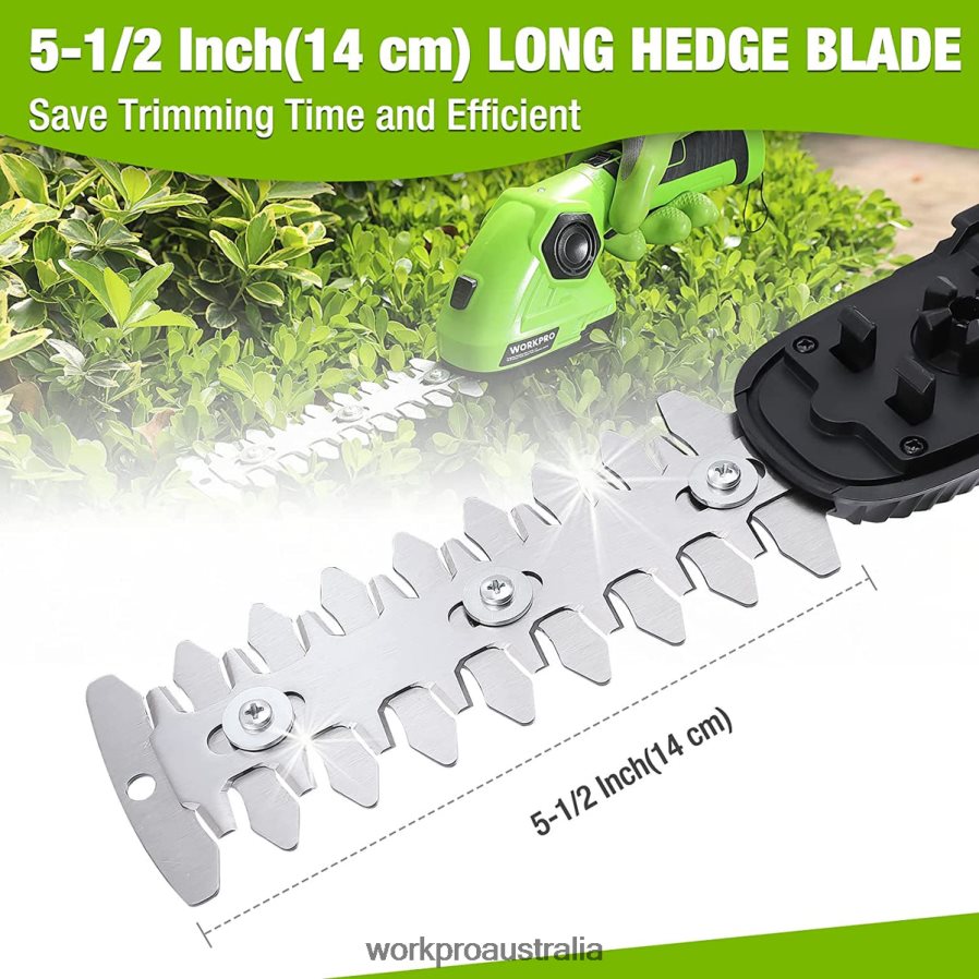 WORKPRO Cordless Grass Shear  Shrubbery Trimmer 2 in 1 Handheld Hedge Trimmer 72V Electric Grass Trimmer Hedge Shears D4R0VT297 Tool Green/White