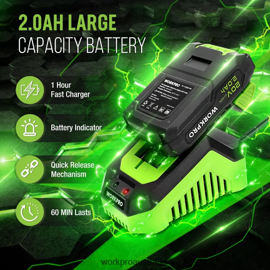 WORKPRO Cordless Hot Glue Gun Kit with 12 Pcs Glue Sticks 20V 20 Ah Li-ion Battery D4R0VT165 Tool Useful