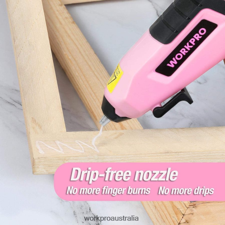 WORKPRO Cordless Melt Fast Preheating Mini Glue Gun with 20 PCS Premium Glue Stick D4R0VT163 Tool Blue/Pink