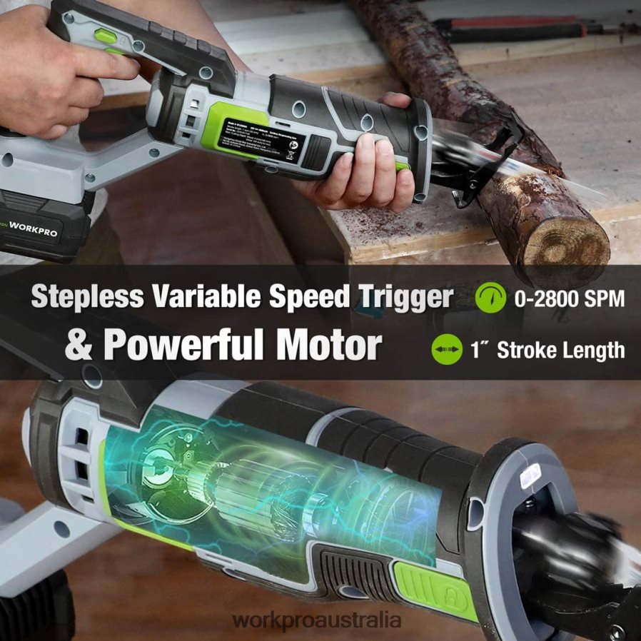 WORKPRO Cordless Reciprocating Saw 4 Saw Blades for Wood  Metal Cutting Included D4R0VT184 Tool New