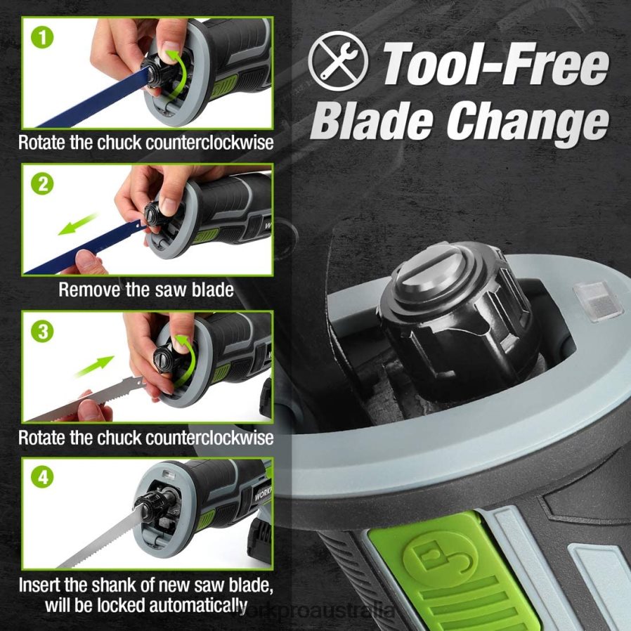 WORKPRO Cordless Reciprocating Saw 4 Saw Blades for Wood  Metal Cutting Included D4R0VT184 Tool New