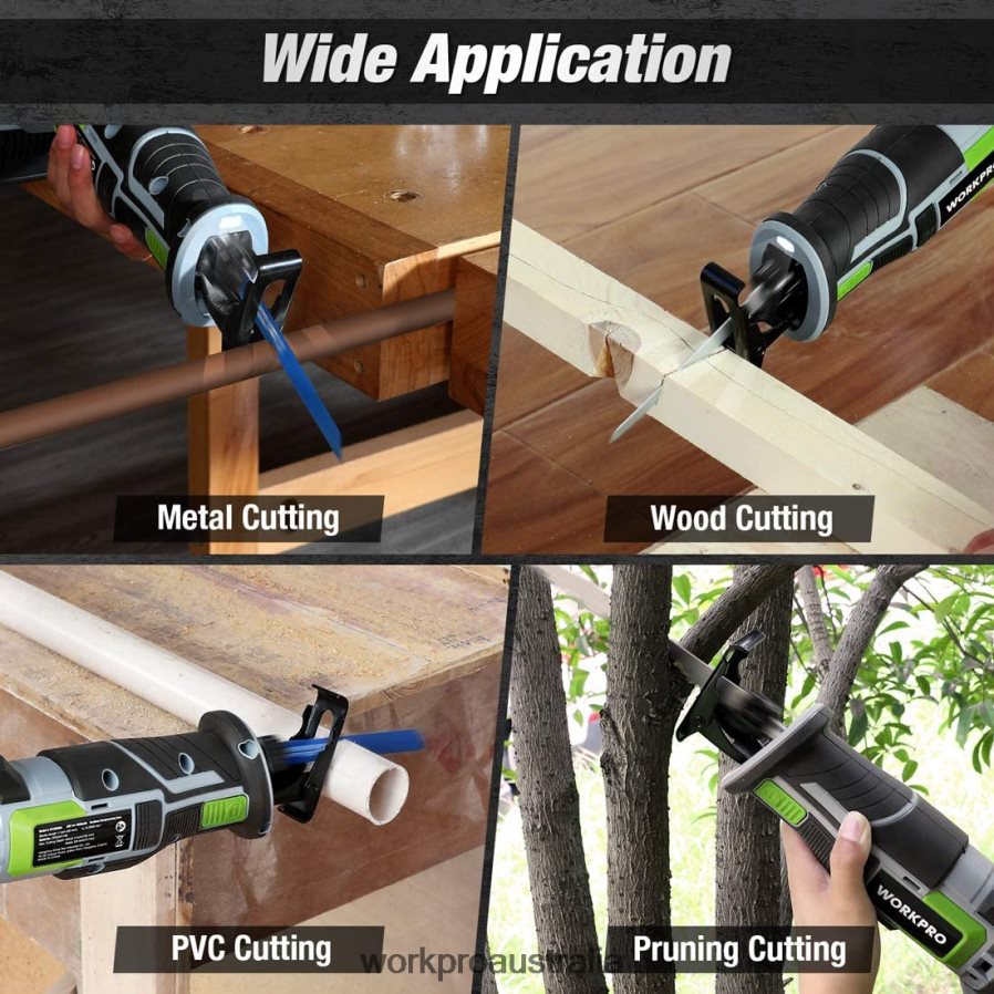 WORKPRO Cordless Reciprocating Saw 4 Saw Blades for Wood  Metal Cutting Included D4R0VT184 Tool New