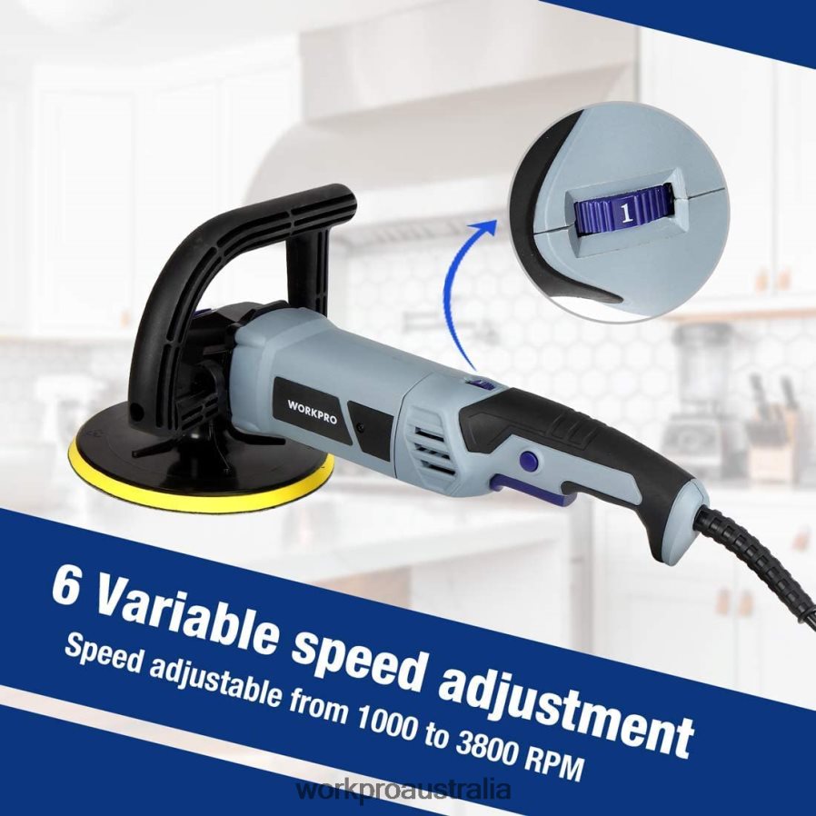 WORKPRO Detachable Handle Buffer Polisher with Accessories D4R0VT231 Tool Helpful