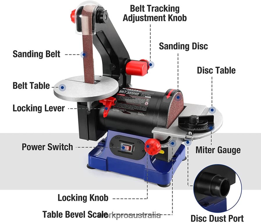 WORKPRO Disc Belt Sander 1 in x 30 in Belt  5 in Sanding Disc including 6 PCS Sandpapers D4R0VT237 Tool Helpful