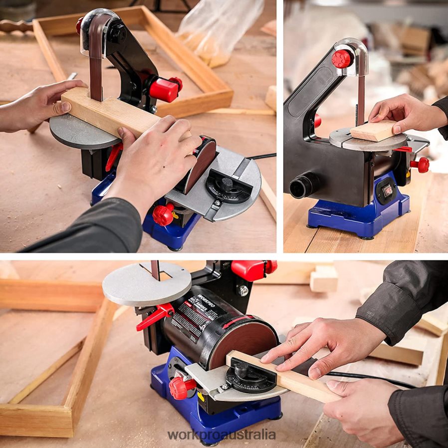 WORKPRO Disc Belt Sander 1 in x 30 in Belt  5 in Sanding Disc including 6 PCS Sandpapers D4R0VT237 Tool Helpful