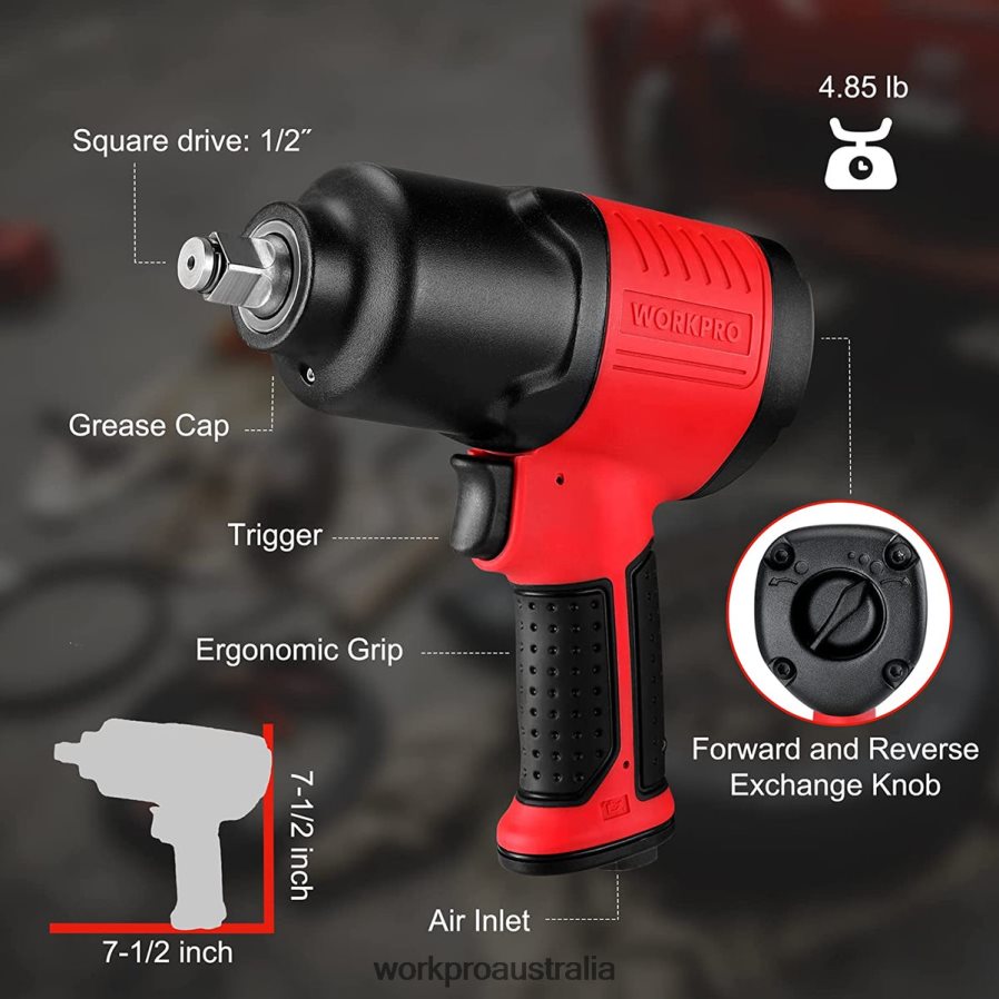 WORKPRO Drive Air Impact Wrench for Changing TiresAuto Repair D4R0VT189 Tool Helpful
