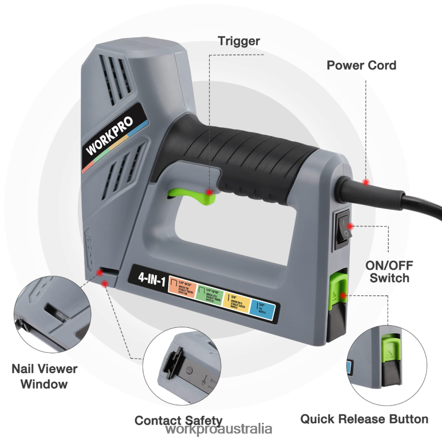 WORKPRO Electric Corded 4-in-1 Nail Gun Including 3000PCS of Staples and Nails D4R0VT60 Tool Helpful