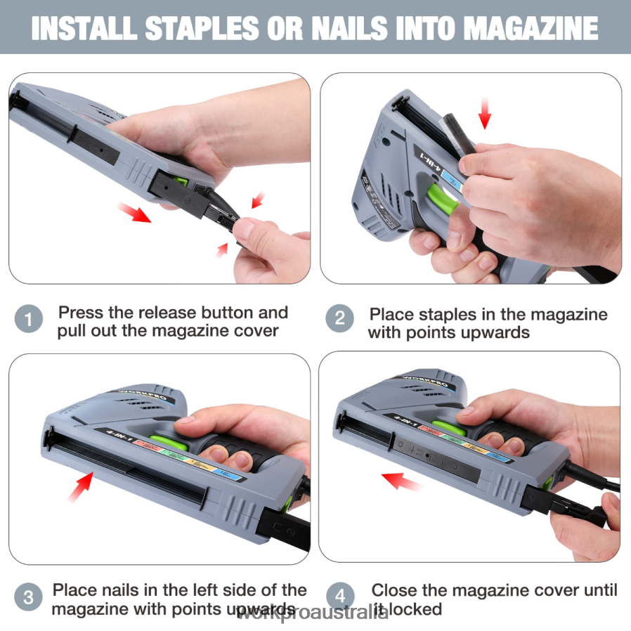 WORKPRO Electric Corded 4-in-1 Nail Gun Including 3000PCS of Staples and Nails D4R0VT60 Tool Helpful
