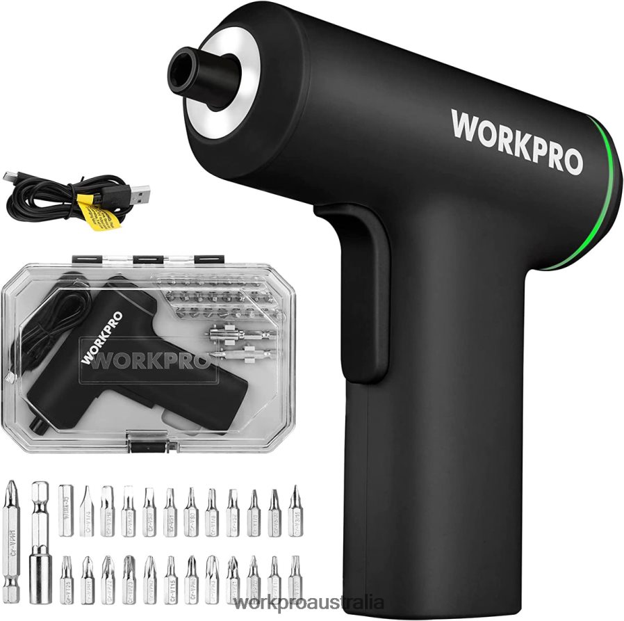 WORKPRO Electric Cordless 4V USB Rechargeable Lithium-ion Battery Screwdriver Set D4R0VT234 Tool Pink/Black