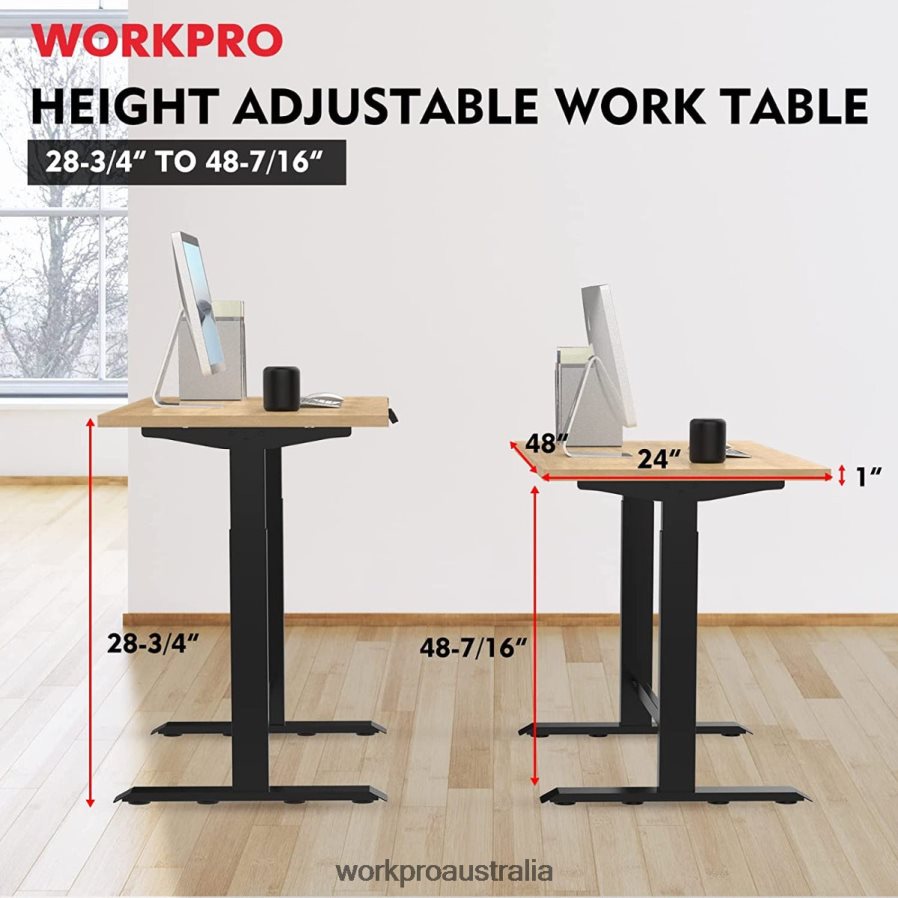 WORKPRO Electric Standing Height Adjustable Workbench with Wooden Top and Dual Motor D4R0VT5 Storage Morden