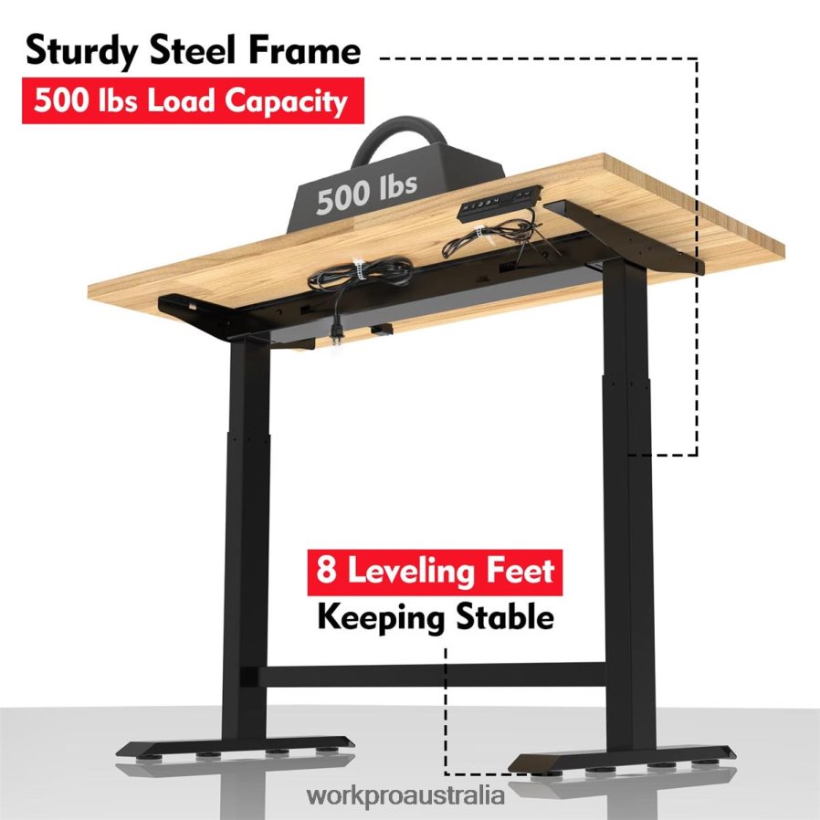 WORKPRO Electric Standing Height Adjustable Workbench with Wooden Top and Dual Motor D4R0VT5 Storage Morden