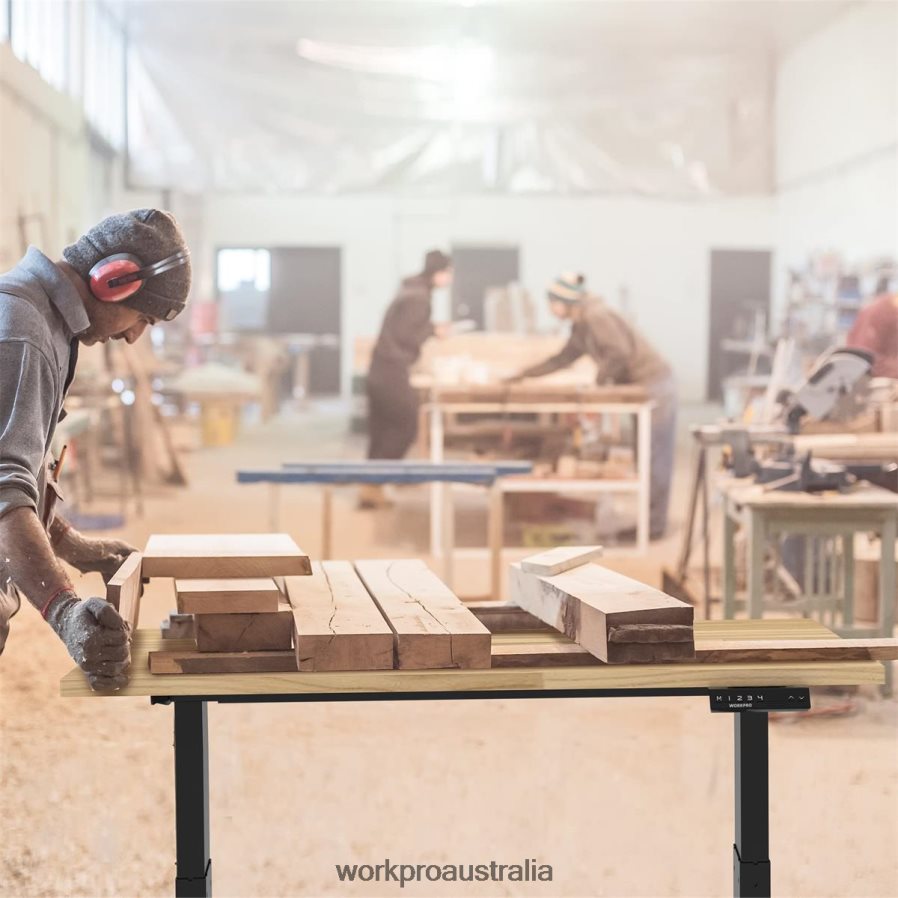 WORKPRO Electric Standing Height Adjustable Workbench with Wooden Top and Dual Motor D4R0VT5 Storage Morden