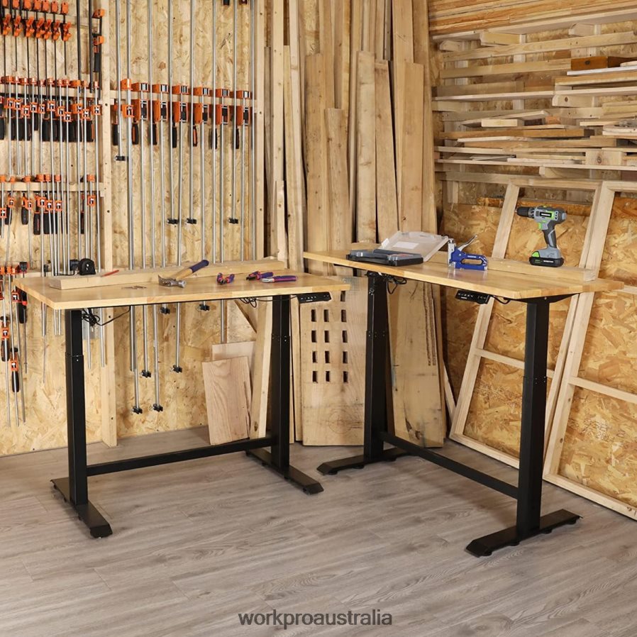 WORKPRO Electric Standing Height Adjustable Workbench with Wooden Top and Dual Motor D4R0VT5 Storage Morden