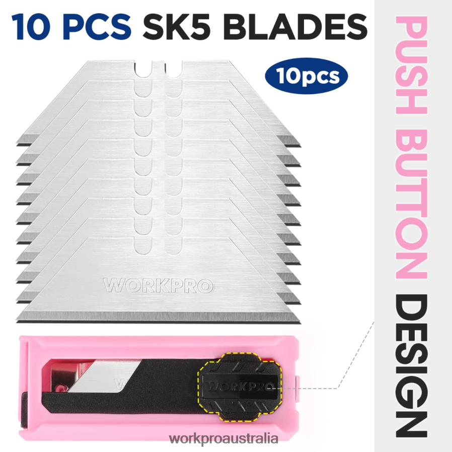WORKPRO Folding Aluminum Utility Knife 10 Extra Blades Include D4R0VT54 Tool Pink