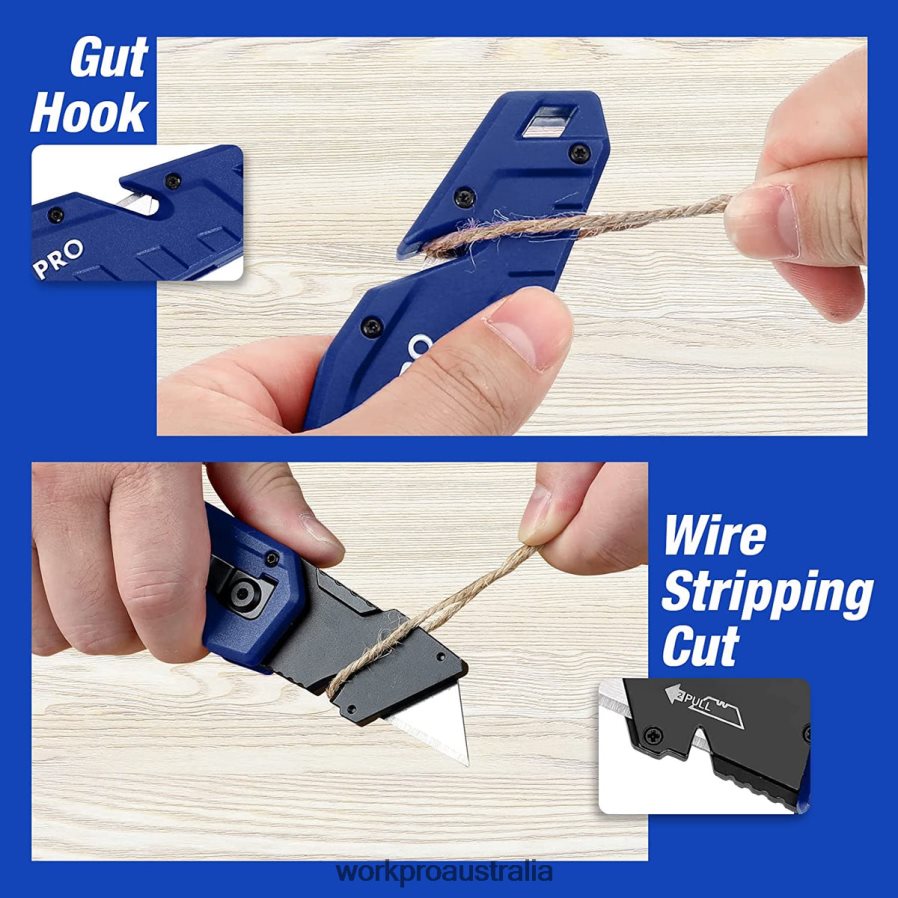 WORKPRO Folding Utility Knife Lightweight Nylon Handle Utility Cutter with 10-piece Extra Blades D4R0VT38 Tool Red/Blue/Black