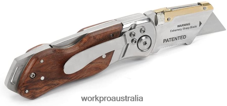 WORKPRO Folding Utility Knife Wood Handle Heavy Duty Cutter D4R0VT39 Tool Morden