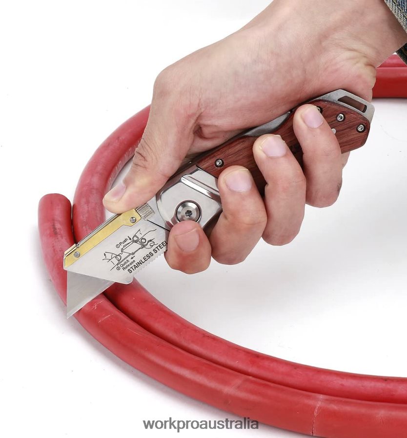 WORKPRO Folding Utility Knife Wood Handle Heavy Duty Cutter D4R0VT39 Tool Morden