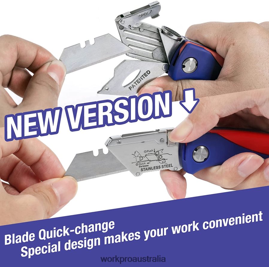 WORKPRO Folding Utility Knife with Back Lock Quick-change Box Cutter with Belt Clip D4R0VT46 Tool Morden