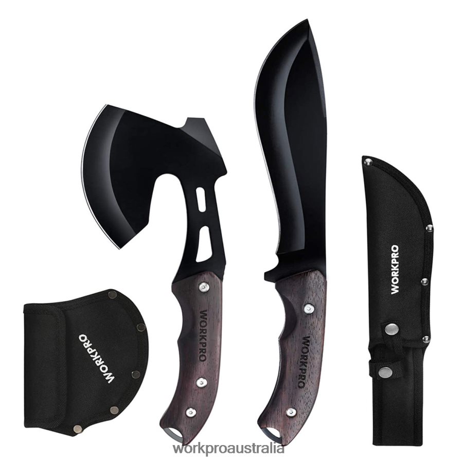 WORKPRO Full Tang Wood Handle Axe and Fixed Blade Knife Combo Set with Nylon Sheath D4R0VT48 Tool Useful