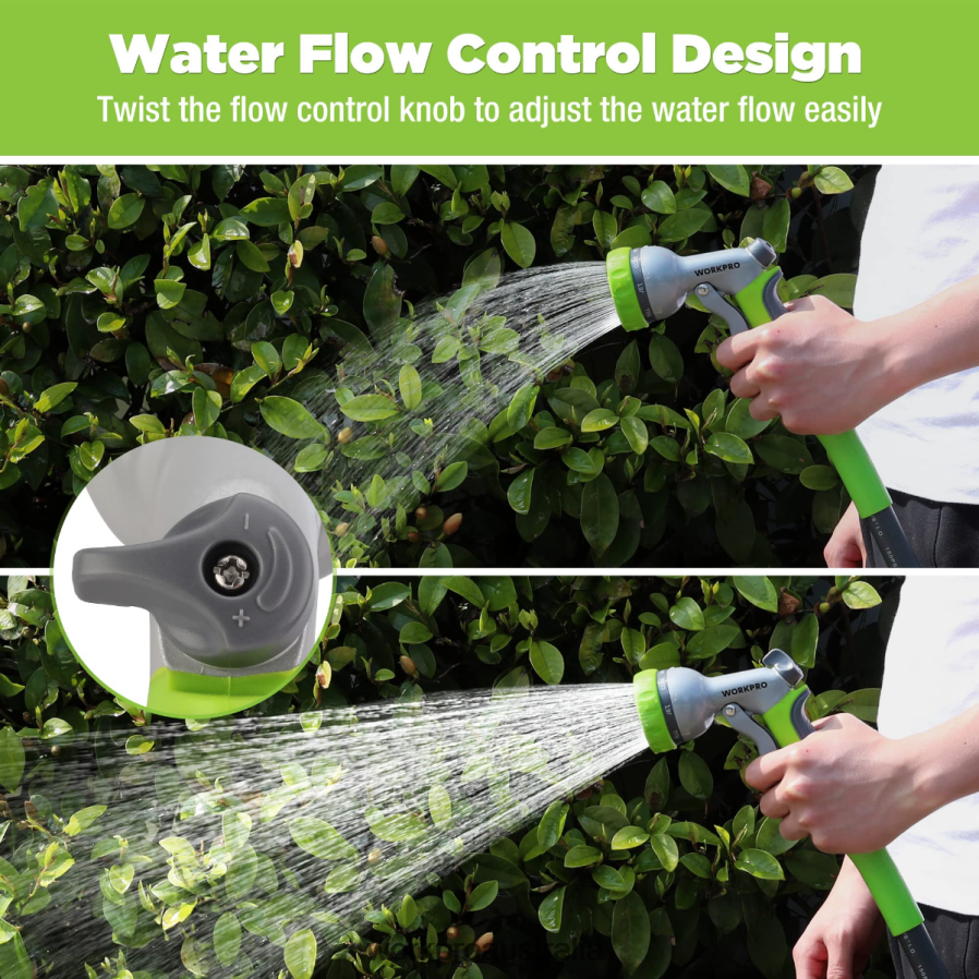 WORKPRO Garden High Pressure Water Hose Nozzle Sprayer with 8 Adjustable Watering Patterns  Thumb Control Design D4R0VT288 Tool Useful