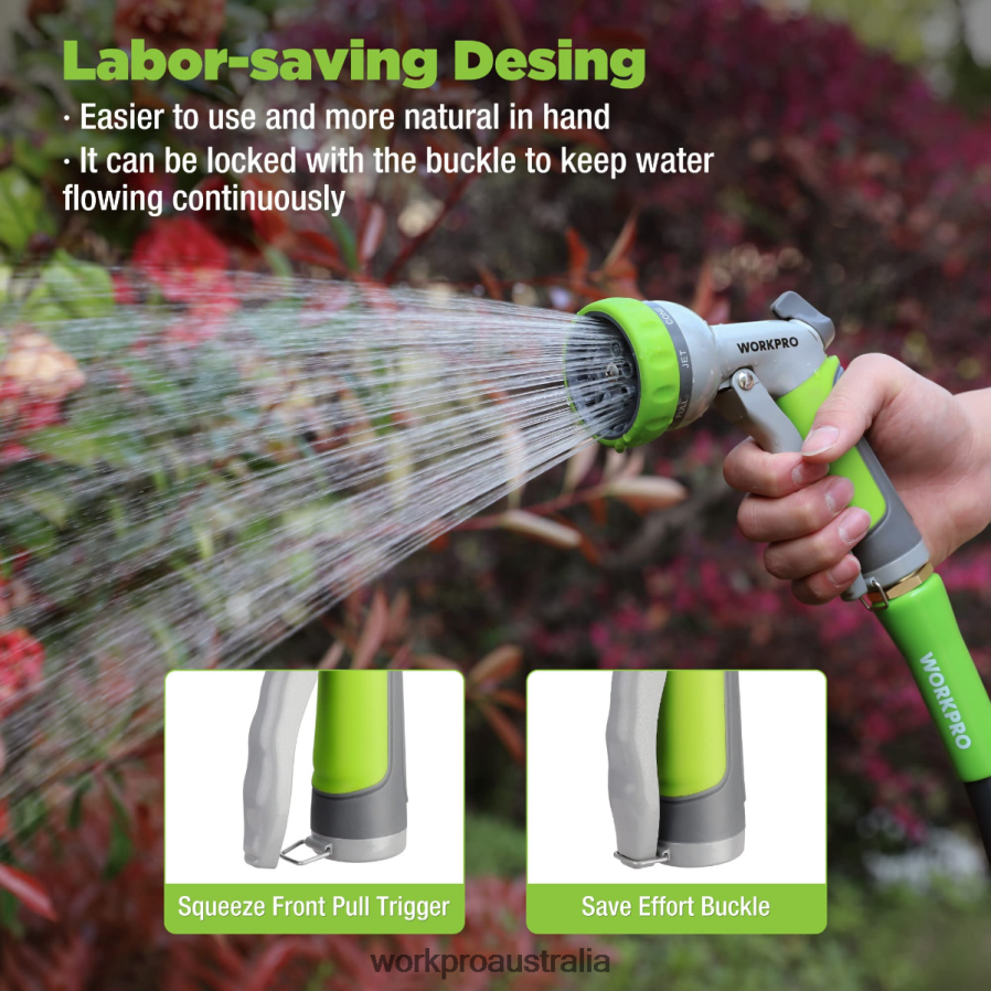 WORKPRO Garden High Pressure Water Hose Nozzle Sprayer with 8 Adjustable Watering Patterns  Thumb Control Design D4R0VT288 Tool Useful