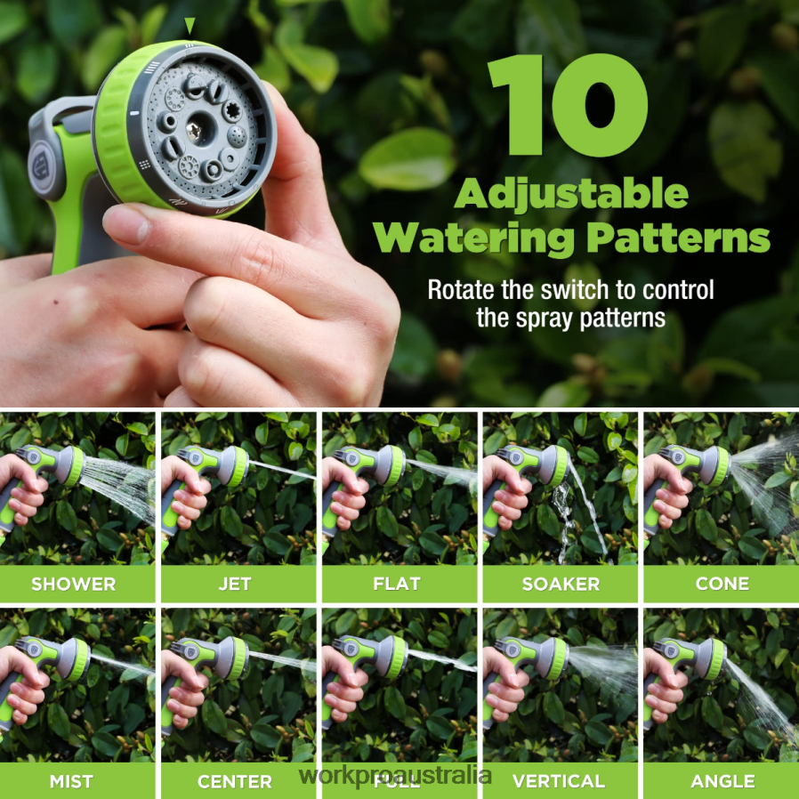 WORKPRO Garden Hose Nozzle Sprayer with 10 Spray Patterns D4R0VT278 Tool Helpful