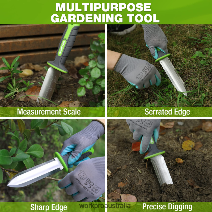 WORKPRO Garden Knife with Oxford Sheath Stainless Steel Blade with Cutting Edge D4R0VT283 Tool Green/Pink