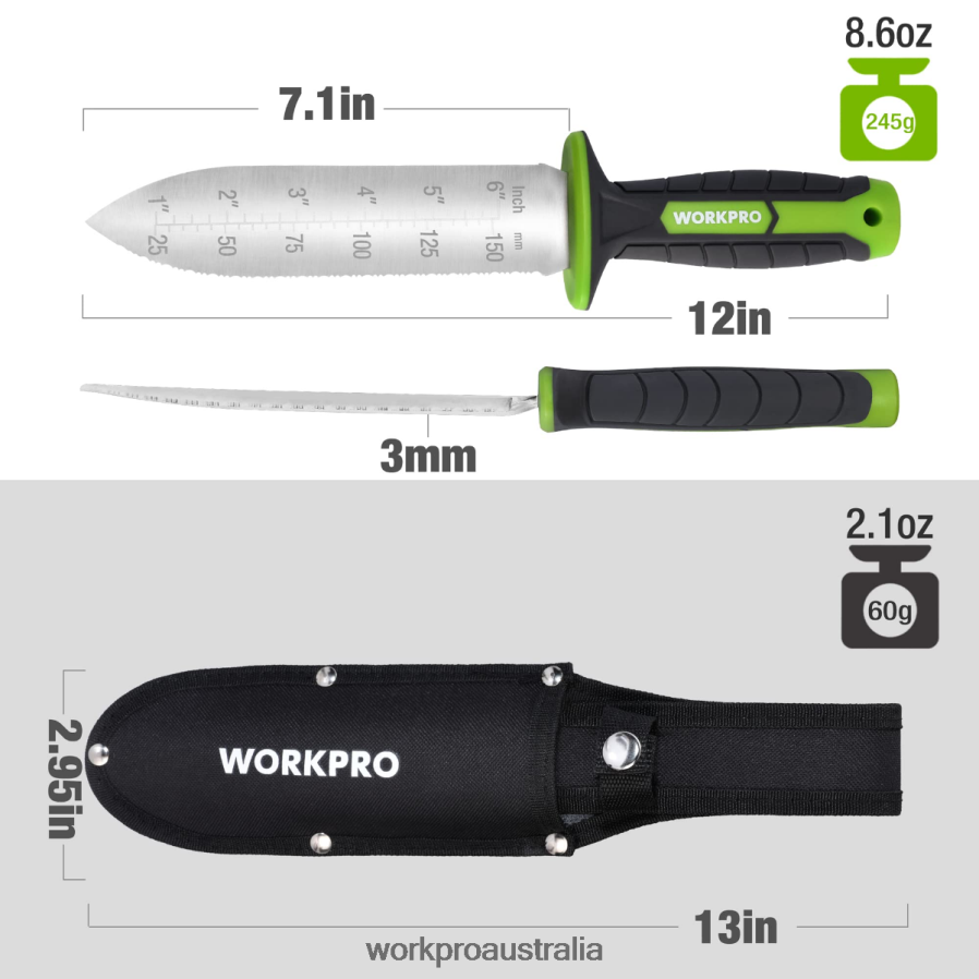 WORKPRO Garden Knife with Oxford Sheath Stainless Steel Blade with Cutting Edge D4R0VT283 Tool Green/Pink