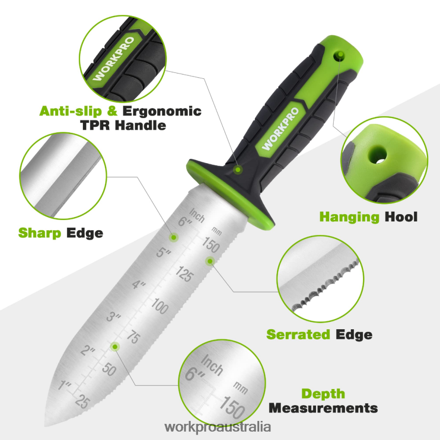 WORKPRO Garden Knife with Oxford Sheath Stainless Steel Blade with Cutting Edge D4R0VT283 Tool Green/Pink