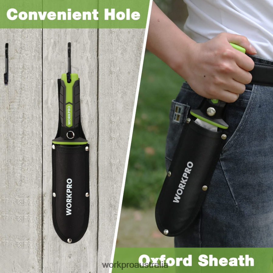 WORKPRO Garden Knife with Oxford Sheath Stainless Steel Blade with Cutting Edge D4R0VT283 Tool Green/Pink