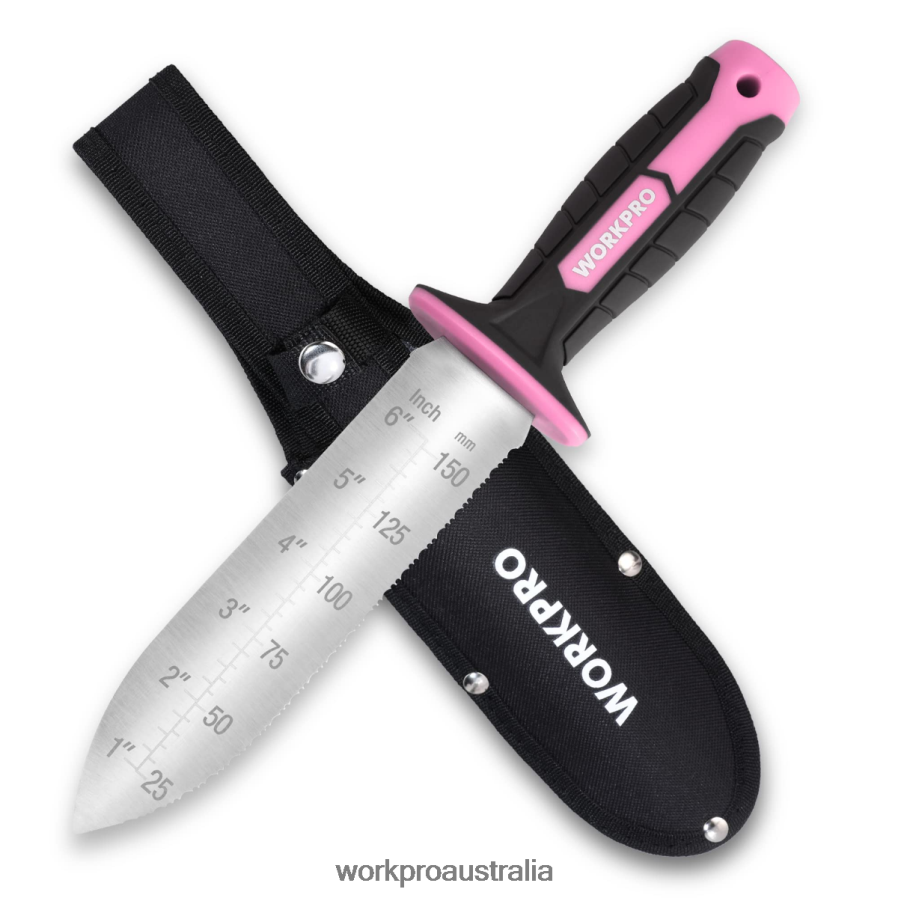 WORKPRO Garden Knife with Oxford Sheath Stainless Steel Blade with Cutting Edge D4R0VT283 Tool Green/Pink