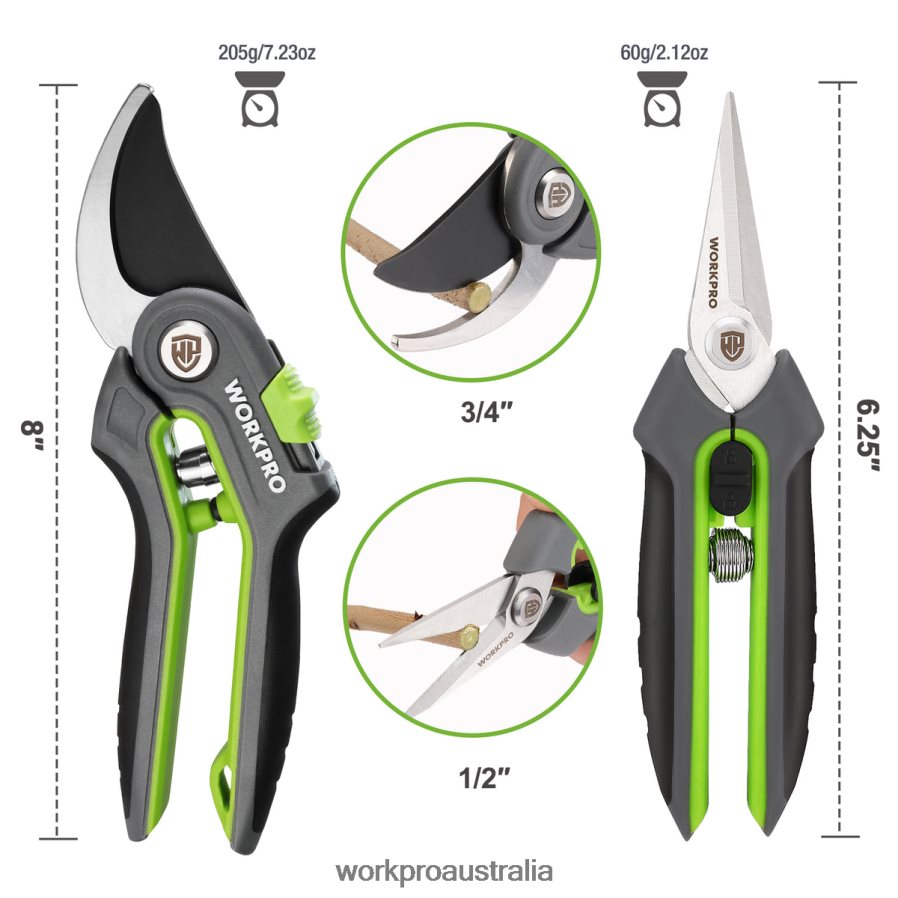 WORKPRO Garden Pruning Shears 2 Pack Bypass Pruning Shears and Straight Garden Scissors D4R0VT280 Tool Morden