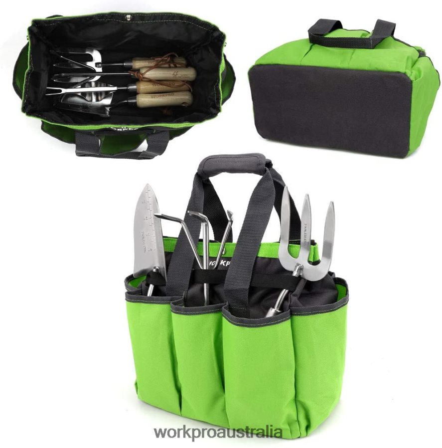 WORKPRO Garden Tool Bag Garden Tote Storage Bag with 8 Pockets Home Organizer for Indoor and Outdoor Gardening D4R0VT256 Storage Pink/Green