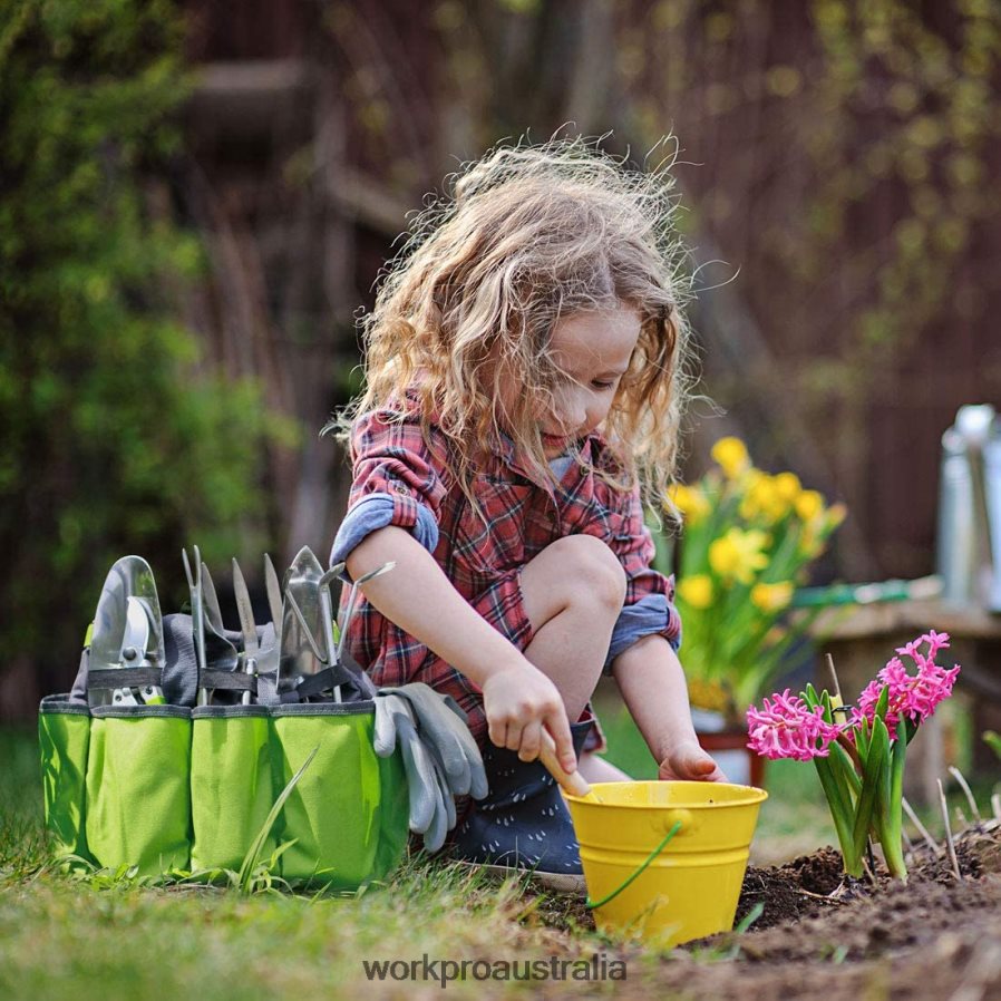 WORKPRO Garden Tool Bag Garden Tote Storage Bag with 8 Pockets Home Organizer for Indoor and Outdoor Gardening D4R0VT256 Storage Pink/Green