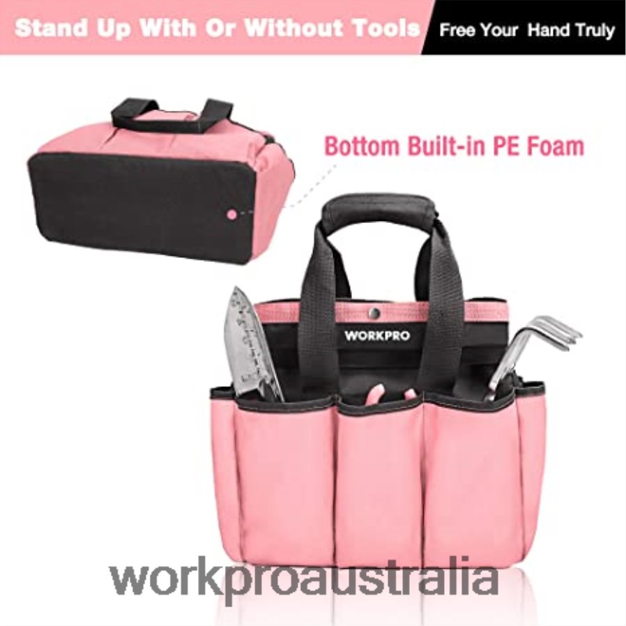 WORKPRO Garden Tool Bag Garden Tote Storage Bag with 8 Pockets Home Organizer for Indoor and Outdoor Gardening D4R0VT256 Storage Pink/Green