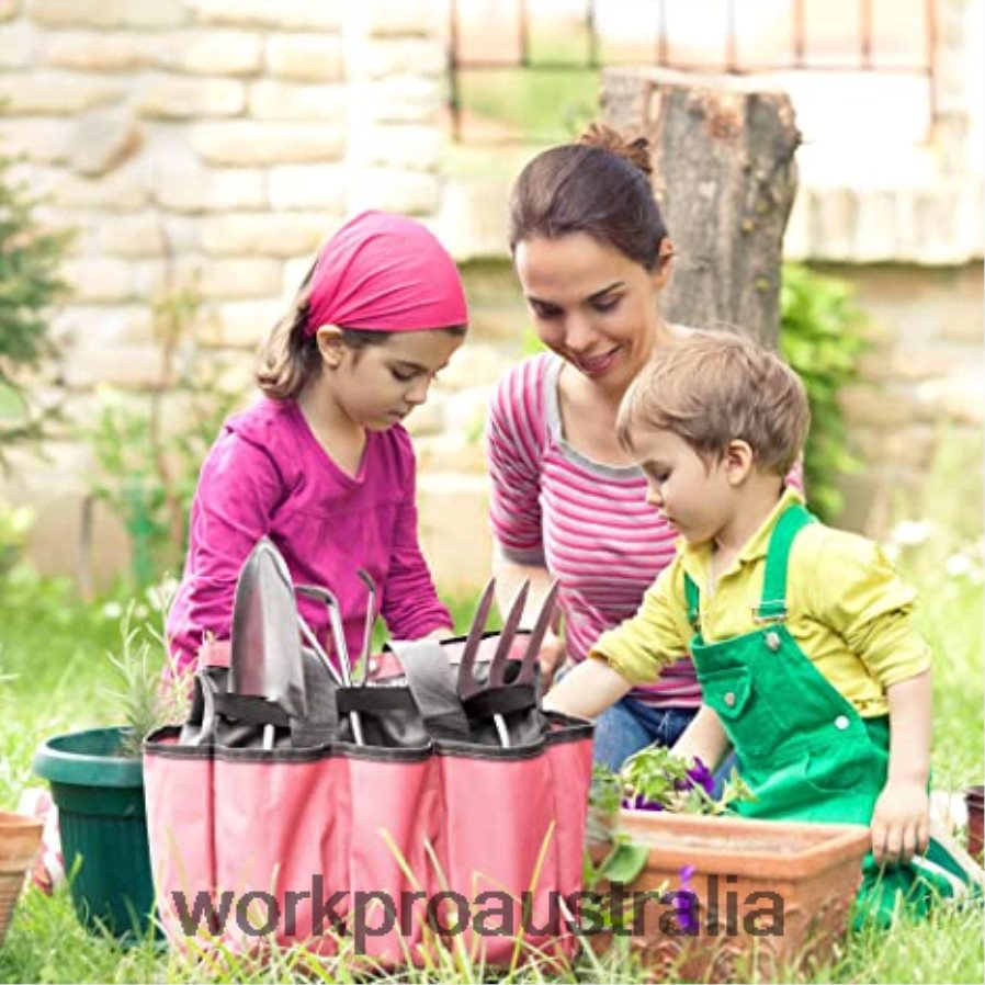 WORKPRO Garden Tool Bag Garden Tote Storage Bag with 8 Pockets Home Organizer for Indoor and Outdoor Gardening D4R0VT256 Storage Pink/Green